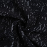 Women's Strapless Lace Patchwork Sexy Low Back Split Bodycon Long Dress