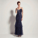 Sexy Sequin Fringe Slim Fit Mermaid Formal Party Evening Gown
