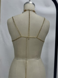 Women's Multi-Color Jewel Bra Chain Beaded Body Chain Top