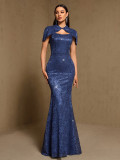 Spring/Summer Elegant Shawl & Mermaid Formal Party Gown Two-Piece Set