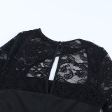 Women's Long Sleeve Patchwork Slim Fit Bodycon Mini Dress