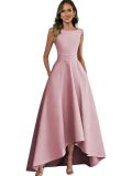 Legant Sleeveless Slim Waist Satin High-Low Cocktail Dress（Processing time need 3-6 days）