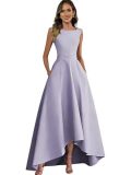 Legant Sleeveless Slim Waist Satin High-Low Cocktail Dress（Processing time need 3-6 days）