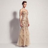 Sexy Sequin Fringe Slim Fit Mermaid Formal Party Evening Gown