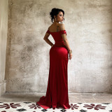 Fall Women's Off Shoulder Satin Split Sexy Dress