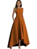 Legant Sleeveless Slim Waist Satin High-Low Cocktail Dress（Processing time need 3-6 days）
