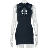 Summer Women's Solid V-Neck Chic Sleeveless Bodycon Mini Dress