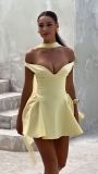 Summer Women's Sexy V-Neck Chic Slim Waist Mini Dress
