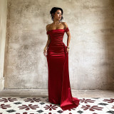 Fall Women's Off Shoulder Satin Split Sexy Dress