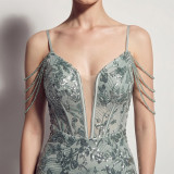 Sexy Sequin Fringe Slim Fit Mermaid Formal Party Evening Gown