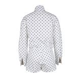 Women's Long Sleeve Polka Dot Jacket & Shorts Two-Piece Set