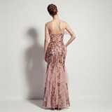 Sexy Sequin Fringe Slim Fit Mermaid Formal Party Evening Gown