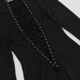 Women's Sexy Reversible Front & Back Lace-Up Cut-Out Bodycon Mini Dress
