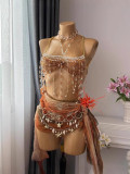 Women's Multi-Color Jewel Bra Chain Beaded Body Chain Top