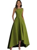 Legant Sleeveless Slim Waist Satin High-Low Cocktail Dress（Processing time need 3-6 days）