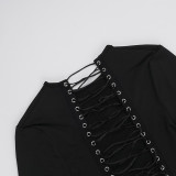 Women's Sexy Reversible Front & Back Lace-Up Cut-Out Bodycon Mini Dress