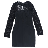 Women's Long Sleeve Patchwork Slim Fit Bodycon Mini Dress