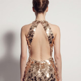 Formal Party Chic Halter Neck Low Back Sequin Split Slim Fit Evening Gown for Bridal
