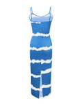 Summer Women's Printed Striped Slim Fit Strap Dress