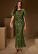 Summer/Fall Round Neck Cape Sleeve Sequin Patchwork Mermaid Formal Party Dress