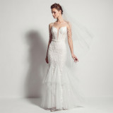 Sexy Sequin Fringe Slim Fit Mermaid Formal Party Evening Gown