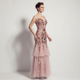 Sexy Sequin Fringe Slim Fit Mermaid Formal Party Evening Gown
