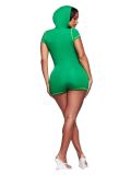 Women's Solid Zip Hooded Sexy Slim Fit Romper