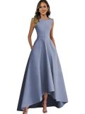 Legant Sleeveless Slim Waist Satin High-Low Cocktail Dress（Processing time need 3-6 days）