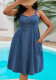 Plus Size Strap Button Denim Dress