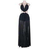 Summer Holidays Women's Waist Cut-Out Low Back Strap Mesh Dress