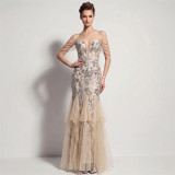 Sexy Sequin Fringe Slim Fit Mermaid Formal Party Evening Gown