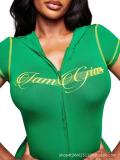 Women's Solid Zip Hooded Sexy Slim Fit Romper