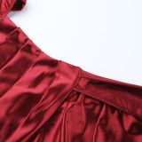 Fall Women's Off Shoulder Satin Split Sexy Dress