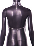 Women's Fashion Style Gemstone Patchwork Halter Neck Vest