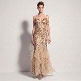 Sexy Sequin Fringe Slim Fit Mermaid Formal Party Evening Gown