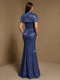 Spring/Summer Elegant Shawl & Mermaid Formal Party Gown Two-Piece Set