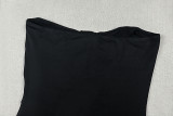 Women's Strapless Solid Lace-Up Slim Fit Low Back Long Dress