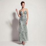 Sexy Sequin Fringe Slim Fit Mermaid Formal Party Evening Gown