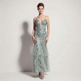 Sexy Sequin Fringe Slim Fit Mermaid Formal Party Evening Gown