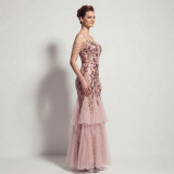 Sexy Sequin Fringe Slim Fit Mermaid Formal Party Evening Gown