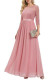 Lace Patchwork Chiffon Three-Quarter Sleeve Slim Waist Evening Dress for Bridal（Processing time need 3-6 days）