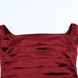 Fall Women's Off Shoulder Satin Split Sexy Dress