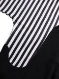 Women Color Block Patchwork Turn-down Collar Casual Shirt Dress