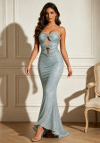 Women French Sexy Strapless Rhinestone-Studded Bodycon Dress