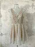 Women Formal Party V-Neck Sleeveless Camisole Rhinestone Sequin Patchwork Dress
