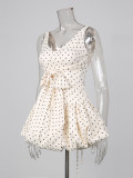 Women Summer Patchwork Polka Dot Camisole Dress