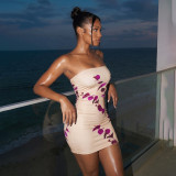 Women Summer Sexy Strapless Backless Bodycon Dress