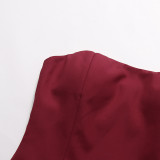 Women French Sexy Strapless Backless Ruffle Dress