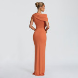 Women Summer Casual One-Shoulder Short-Sleeve Ribbon Hollow-Out Dress