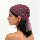 Women Mesh Rhinestone Stretchy Fishnet Hat Rhinestone headscarf/hat
